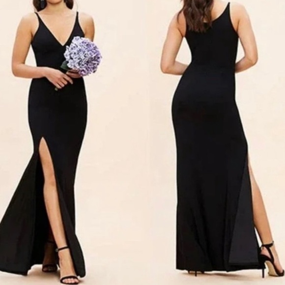 Dress the Population Deep V-Back Side Slit Iris Maxi Dress Black Size XXL - Picture 3 of 12